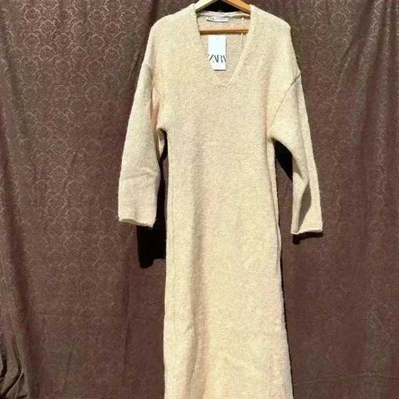 NWT ZARA AW21 SAND KNIT MIDI DRESS 2488/111 - Picture 4 of 10